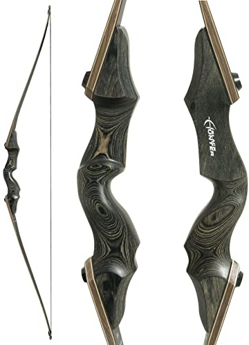 Black Hunter 60 30-60lbs Archery Takedown Recurve Bow American Longbow | Hunting Wood Bow Adult Right Hand,Longbows for Target Practice