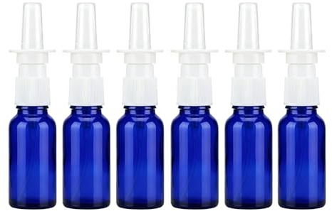 6 botellas de vidrio de spray nasal, recargables, 10 ml