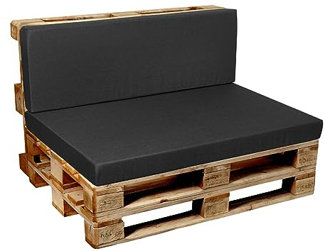 Garden Factory Palettenkissen Palettenauflagen Palettenpolster Sitzkissen, Rückenlehne oder Set, Glatt V2 (Set (Sitzkissen 120x80+Rückenlehne 120x60), Anthrazit)