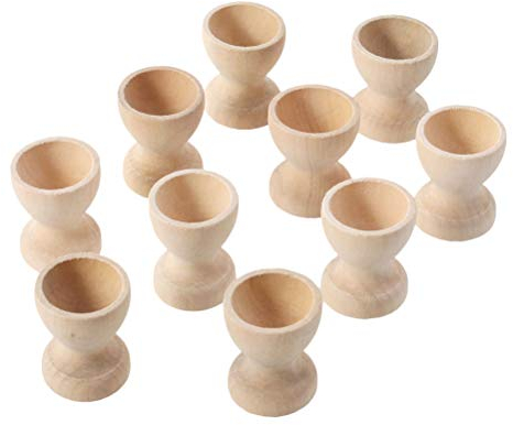 Toyvian 12PCS Wooden Egg Cup Holder Stands DIY Blank Unfinished Wooden Egg Displays for DIY Easter Decoration
