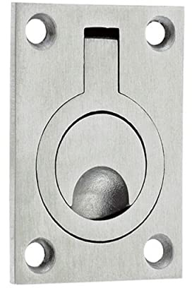 IRONZONE® Solid Quality Flush Ring Pull Handle 44mm x 62mm - Casted Satin Stainless Steel, Pull Out Door Handle, Internal Folding Doors, Pocket Sliding Door Handles, 5 Year Guarantee