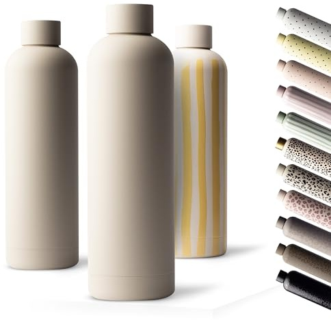 MAMEIDO Gourde Isotherme 750 ml (Ivory Beige) | 12h chaud/24h froid, étanche & sans BPA, compatible boissons gazeuses, Bouteille Isotherme pour le sport, l'école, le bureau