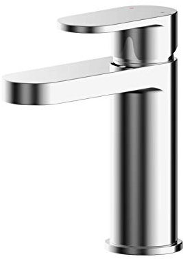 nuie BIN305 Binsey | Modern Bathroom Round Mono Basin Mixer Tap with Lever Handle and Push Button Waste, 160mm, Chrome