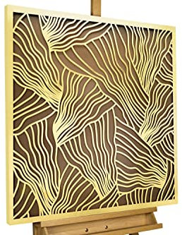 KunstLoft Metallbild 3D | 100% HANDGEFERTIGT | 80x80x2,5cm | Wandbild Metall Deko 'Nature's Praise' | Abstrakte Skulpturen | Gold | Metall Wanddeko Wohnzimmer