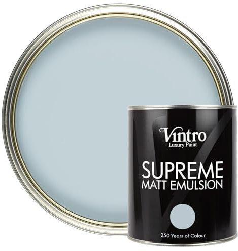 Vintro | Luxury Matt Emulsion | Smooth Chalky Finish | Multi Surface Paint | for Walls, Ceilings, Wood and Metal | 1L (Blue-Grey)