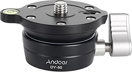 Andoer DY-50 Stativ Nivellierbasis, Panorama Fotografie Stativkopf Aluminiumlegierung 15° Neigung mit 3/8 Zoll Schraube Wasserwaage Ersatz für Canon Nikon Sony DSLR Kameras