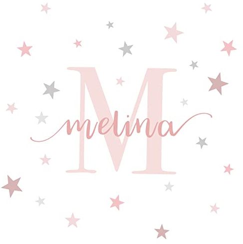 Little Deco Wandtattoo Sterne & Wunschname I Wandbild 216 x 72 cm (BxH) I Kinderzimmer Babyzimmer Wandaufkleber Mädchenzimmer Stern Wandsticker Aufkleber DL749