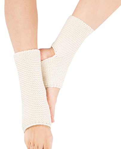 JK Home Calentadores de pierna de yoga de punto de 22 cm para damas, calcetines de yoga de ganchillo de punto suave