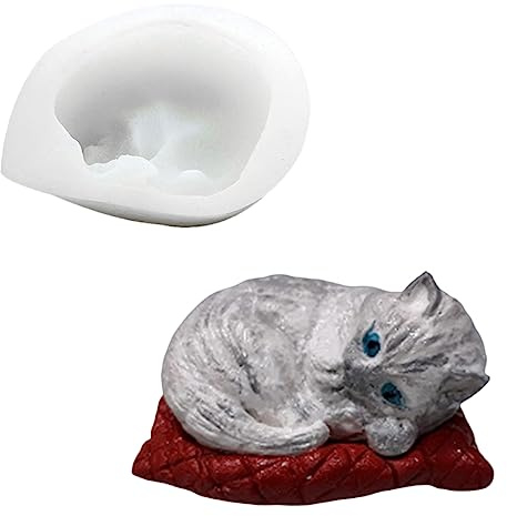 DIYBravo 3D Silikonform Epoxidharz Schlafend Katze Silikonform Epoxid Form Tier Ornamente Form für Handwerk, Autodekoration, Geschenk