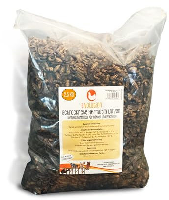 Eivolution Soldatenfliegenlarven getrocknet - 800g - Reich an Protein - Hochwertige Hermetialarven als Hühnerfutter - oder Vogel-, Fisch oder Wachtelfutter