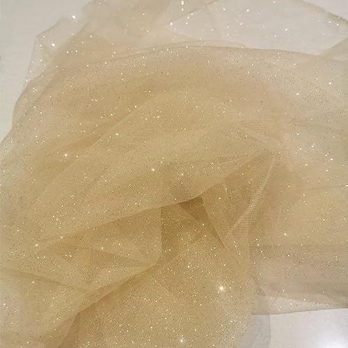 50cm x 150cm Soft Glitzer Tüllstoff Netzstoff zum Nähen, Bling Tüll Mash Stoffe Dekostoff für DIY Basteln Bekleidung Tüllrock Hochzeitskleid Schleier Vorhänge Tischdecken Hochzeit Party Deko,Gold