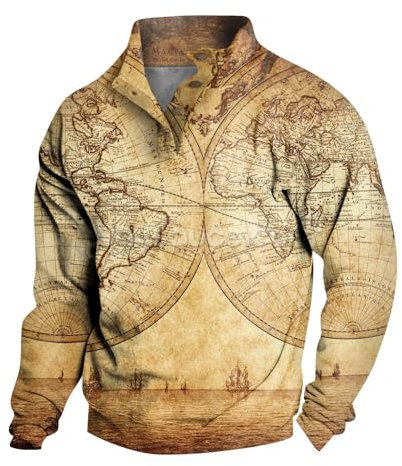 Herren Pullover Stehkragen Sweatshirts Pullis Drucken Sport Tshirts Tops Komfortabel Y2k Hoodie Langarmshirts Für Herren Wärme Sweaters Passform Unterhemden Oberteils Sweatjacke Sweatshirt(4-Gold,L)