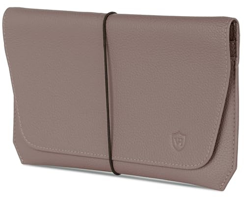 VON HEESEN Leder Reisepasshülle mit RFID-Schutz - Passport-Hülle aus echtem Leder - Reisepass-Organizer für stilbewusste Damen & Herren in Taupe