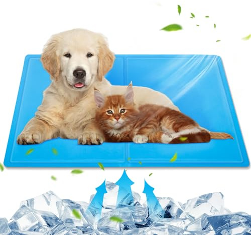 WENGX Dog Cooling Mat,Pet Rabbit Puppy Self Cooling Mat,Non-Toxic Gel Ice Pads for Dogs Cats,Scratch-resistant Pet Cool Mat,Double-Sided Use (40 * 50cm)