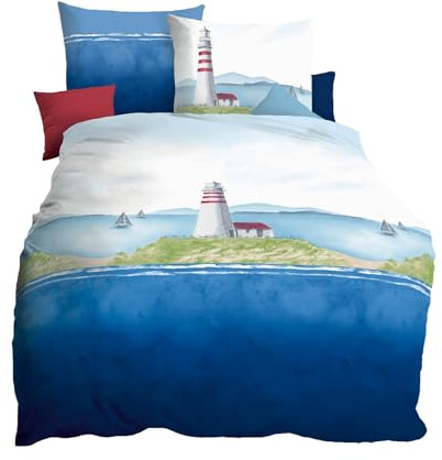 Kaeppel Seersucker Bettwäsche Lighthouse Marine
