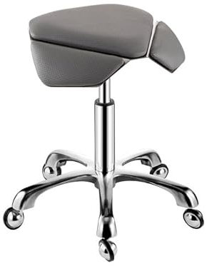Sattelhocker, rollender Sattelhocker mit Rollen, ergonomischer Sattelstuhl, Verstellbarer hydraulischer Hocker mit Rollen, geeignet für Büros und Make-up-Studios (Farbe: Grau)