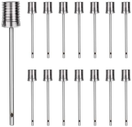 ZELHYEUU Ball Pumpe Nadel, 15 Stück Ersatznadeln Ventil Nadel Set, Ballpumpen Aufblasnadel, Dual Port Pumpen Nadeln, Netball Bälle, Silber Ventiladapter Aufblasbare Nadel