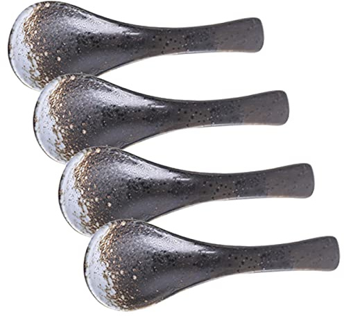 WATIIFUFU 4pcs Japanese Style Soup Spoons Dining Spoon for Weaning Skimmer Ramen Multi-Function