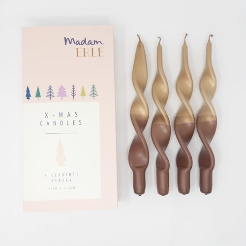 MADAM ERLE - 4er-Set dip dye Kerzen | CURLY IBEN | handgemachte Weihnachtsedition | wunderschön auf dem Adventskranz |
