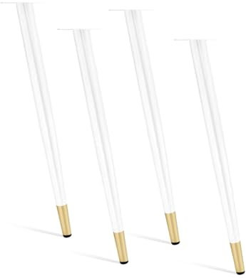 Industrielle Esstischbeine, Set mit 4 konischen Tischbeinen für Couchtische, Bänke, Stühle und Kommoden, mit verstellbaren Schutzfüßen, Weiß/Gold, 72 cm