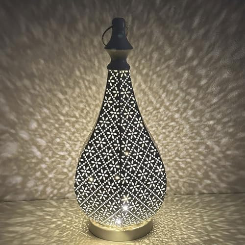 Ramadan Deko Laterne aus Metall Orientalische Lampe,Ramadan Tischdeko Marokkanisches Lampe mit Schatteneffekt Balkon Deko,Ramadan Dekoration Windlicht innen und außen Muslim Islam Dekolampe (03)