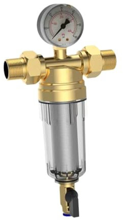 Milageto Filtre de lavage à contre-courant, boîtier de filtre à eau pour toute la maison, filtre à eau réutilisable, système -filtrage d'eau pour salle,