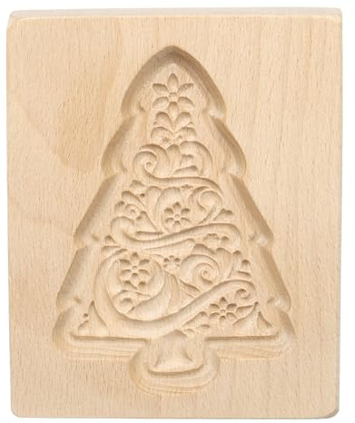 QUARKZMAN Holzplätzchenform 10x8cm Holzplätzchenform Weihnachtsbaum | Backplätzchenwerkzeug, Plätzchenpresse Stempel, Geschnitztes