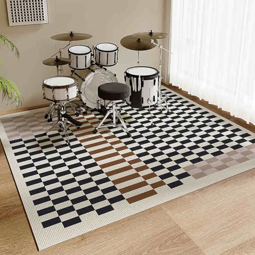 Schlagzeug Teppich, Drum Teppich Professioneller Schlagzeugteppich, Schallschutz Teppichmatte, Trommel Teppich rutschfeste, Quadratische Schallschutzdecke für E-Drum-Kits Bass Drum Snare 180 x 160 cm