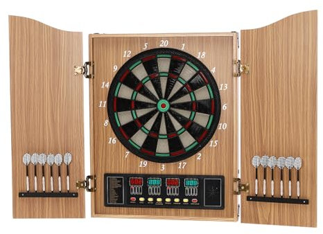 Elektronische Dartscheibe Dart Board mit 27 Spielen und 243 Unterkategorien Wandmontage für 16 Spieler LED Display Adapter inkl Darts und Dartspitzen für Büro Garten Party Räume (Gelb, 100cm)