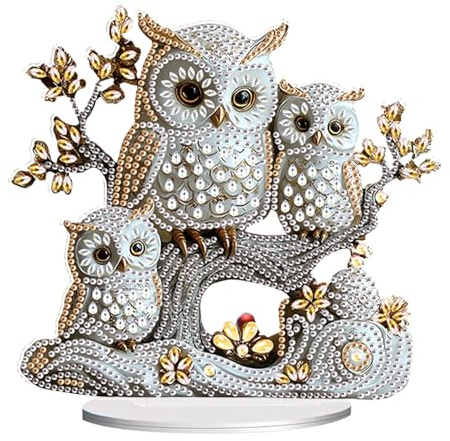 SHEGZHUC Diamond Painting Ornamenti Diamante Painting Ornamenti Diamante Pittura a Punto Croce Arte Tavolo Decorazione da Tavolo Soggiorno Camera Da Letto Regalo (Famiglia Gufo Civetta Neve Animali
