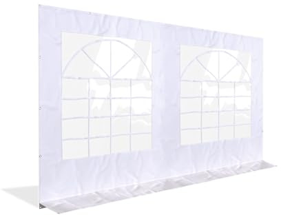 Seitenwand Plane für Partyzelt - 4 Meter lang, 200cm hoch - Mit Fenstern und Zugluftklappe