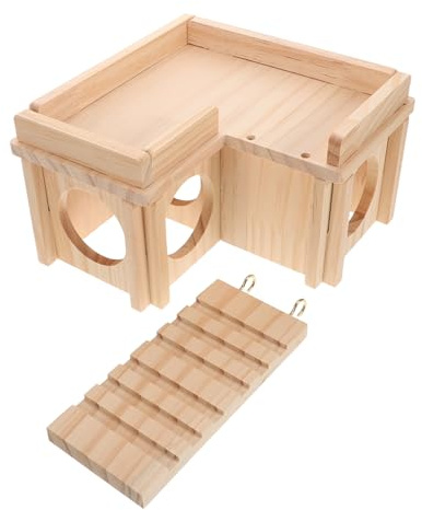 Yardwe Large Bearded Dragon Hide with Climbing Ramp and Basking Platform Natural Wooden Reptile Habitat Lizard Shelter for Terrariums Accessories