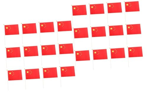 Toyvian 2 Sätze China Flaggen Handheld China Flaggen Strapazierfähigem Polyester Für Feiertagsdekoration Patriotische Feiern Und Veranstaltungen Mit Stab 50 Stück * 2
