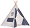 Tienda de campaña Tipi para niños con diseño de Estrellas, con Cortina y tragaluz, 80 x 80 x 109 cm, de Lino y algodón, con borlas para Interior.