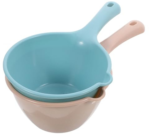 Zerodeko 2 Cucharones de Plástico para Cocina y Baño con Mango Ergonómico, Fáciles de Usar, Ideales para Ducha y Jardín, Paquete de 2 Unidades