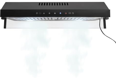 Dunstabzugshaube 60cm, Wandmontage Abzugshaube Flachschirmhaube Dunstabzugshaube Umluft, 3 Geschwindigkeiten, mit LED Beleuchtung, 2 Abnehmbare Filter