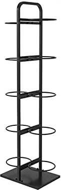 YHEIANJ Gold 5-Layer Double-Sided Football Organizer Holder for Garage, Sports Equipment Storage Rack, Freestanding Ball Display Stand Shelf，Black