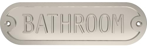 Franklin Brass Derby Bathroom Door Sign Metal Interior Door Plaque in Satin Nickel HHIDPB-SN-U