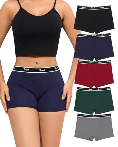 Levao Boxer Femme Coton Culotte Femme Shorty Shorts Lot de 5 | Caleçons Femmes Anti Frottement, sous Vetements, Confortable Respirant Pantys, Doux Sport, Décontracté, Multipack, S-XXL