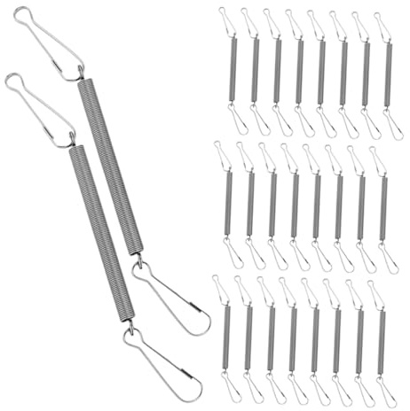 Toddmomy 50pcs Stainless Steel Fixed Spring Hooks for Small Animal Water Bottles Cage Clips for Rabbits Hamsters Guinea Pigs Bulk Pack Cage Accessories for Feeding and Water Dispensers
