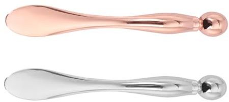 WEKADRIN 2 Stück Metall Eye Stick mit Massagefunktion Tragbarer Augenmassage Stab für Gesichtspflege Fördert Durchblutung Vielseitig als Kosmetikspatel in Roségold und Silber Langlebig und