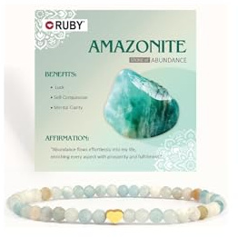 RUBY Edelstein Perlen Armband für Frauen, 4mm Perlen und 18K Vergoldet Edelstahlherz Armbänder Damen,elastischer Schmuck Yoga,Geschenk zum Muttertag-Inklusive Geschenkbox Holz