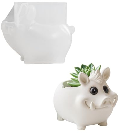 Silikonform für Wildschwein-Pflanzgefäß, geeignet für Harz, Schmuck, Beton, Zement, Basteln und Heimdekorationsprojekte, Silikon-Schmuckform mit Wildschwein-Design