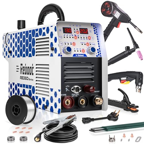 Reboot MIG Welder Plasma Cutter Combo 130A 7-in-1 Welding Machine Gas MIG/Flux Core/Aluminum Welder/Plasma Cut/Stick/LIFT TIG 120V/240V Dual Voltage Multiprocess Welder with Spool Gun
