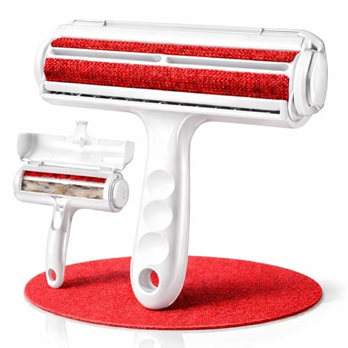 ELAROBE Pet Hair Remover Roller – Dog & Cat Hair Remover for Clothes, Carpet & Sofa – Reusable Pet Hair Roller with Unique Design – Carpet Rake & Cat Fur Remover (White)