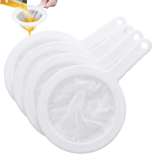 4 Filtros de Nylon Ultrafinos 100-400 Mesh con Asas Antideslizantes, para Filtrar Leche Zumo Café y Vino