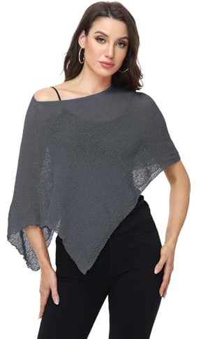 Ladiery Poncho Damen Sommer Strick Poncho für Abendkleider Stola Leicht Elegant Schultertuch Sommerponcho Einheitsgröße für Strand Hochzeit Party