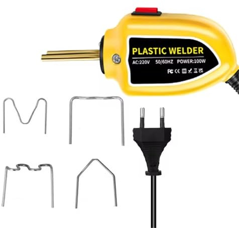 amortiguadores de coche Soldador de plástico, grapadora caliente, máquina reparación grapas, parachoques coche, herramientas soldadura(Yellow)