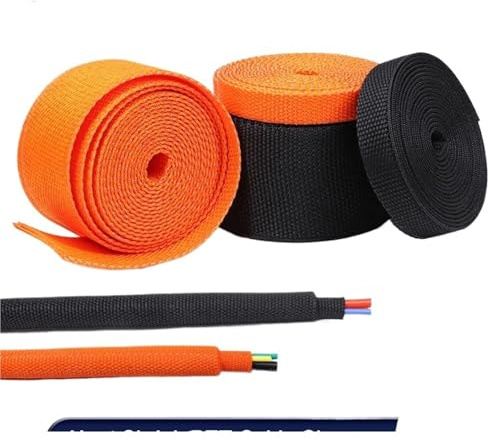 Kabelschlauch 1~50 m geflochtene Kabelhülse, Schrumpfschlauch, Isolierung, flammhemmende, schrumpfbare Hülle, Draht-Organizer-Schutz(Orange,20mm,5 Meters)