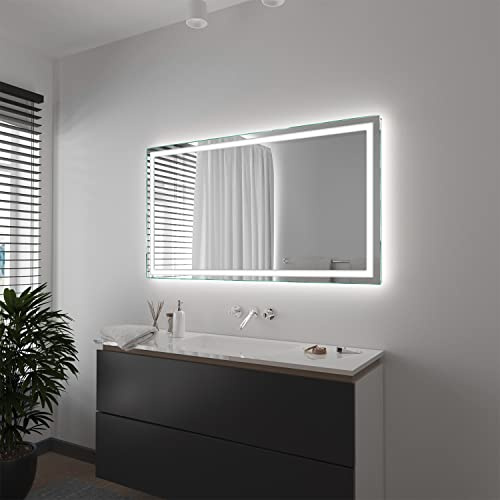 SARAR Badspiegel Spiegel Badezimmerspiegel mit schmaler rundum LED-Beleuchtung 170x80 cm Made in Germany eckiger Wandspiegel Mirror Spiegel Bad mit Licht auf Maß Toulon